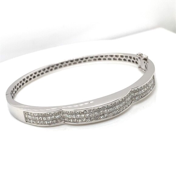 14K White Gold Baguette Diamond Bangle Bracelet (1.99 CTW) - Picture 4 of 4